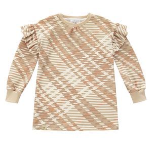 Omamimini Girls Plaid Ruffle Terry Dress